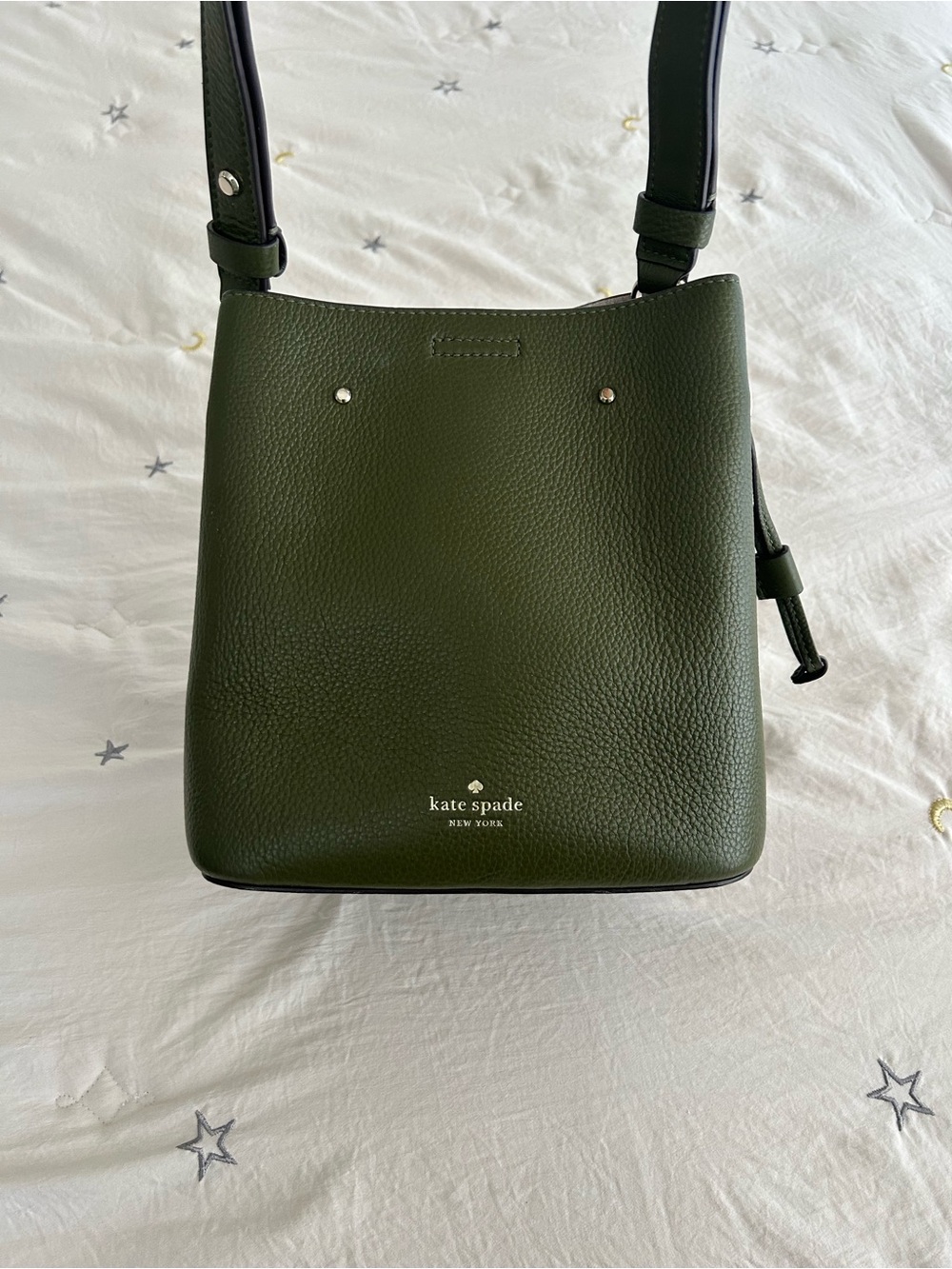 kate spade Green Pebbled Leather Crossbody Bag with Silver Accents